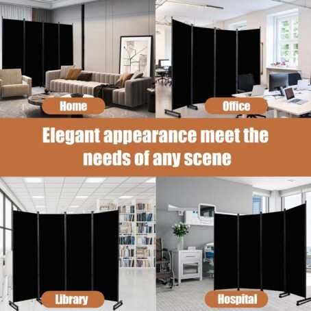 Room Divider Portable 88'' Partition with 4 Panels - Image 2