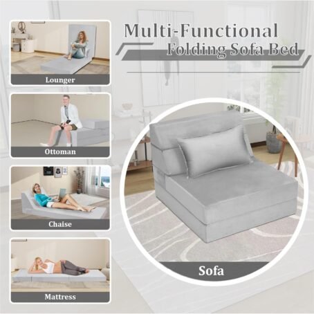 5-in-1 Folding Sofa Bed with Pillow - Image 2